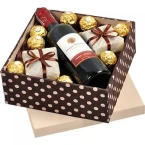 Cesta de Presente de Vinho e Chocolate